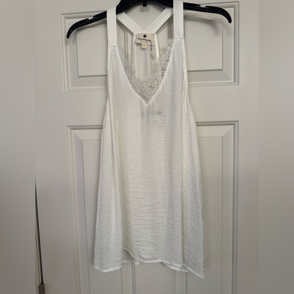 White Lace Trim Racerback Top